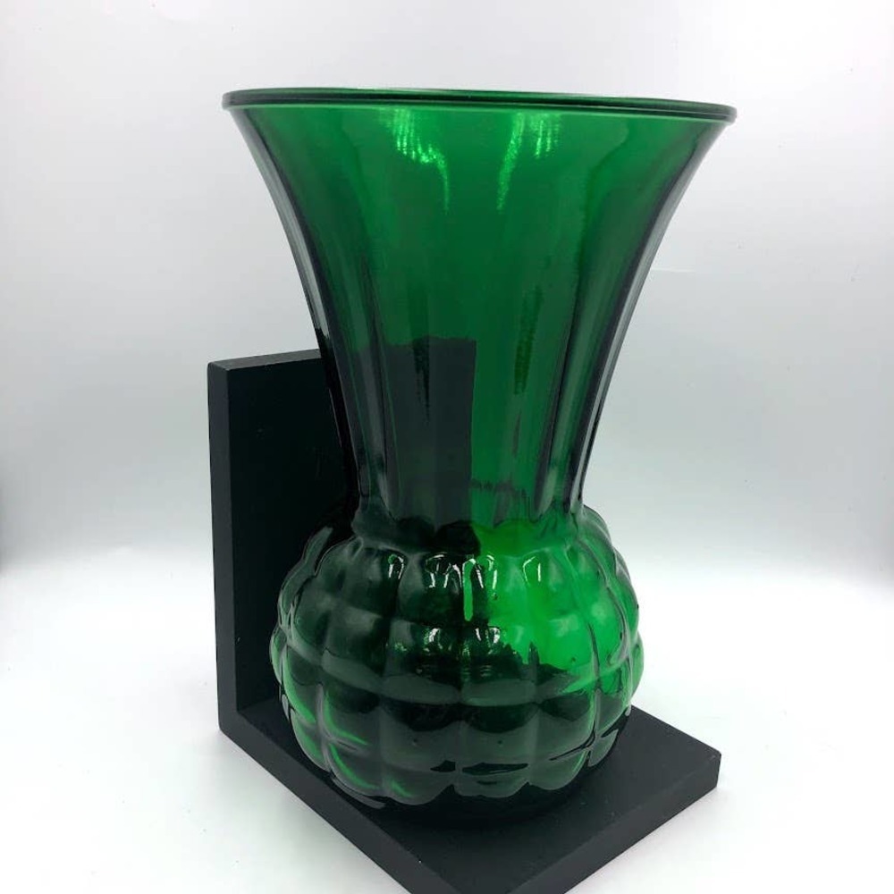 Vintage Emerald Green Glass Flower Vase